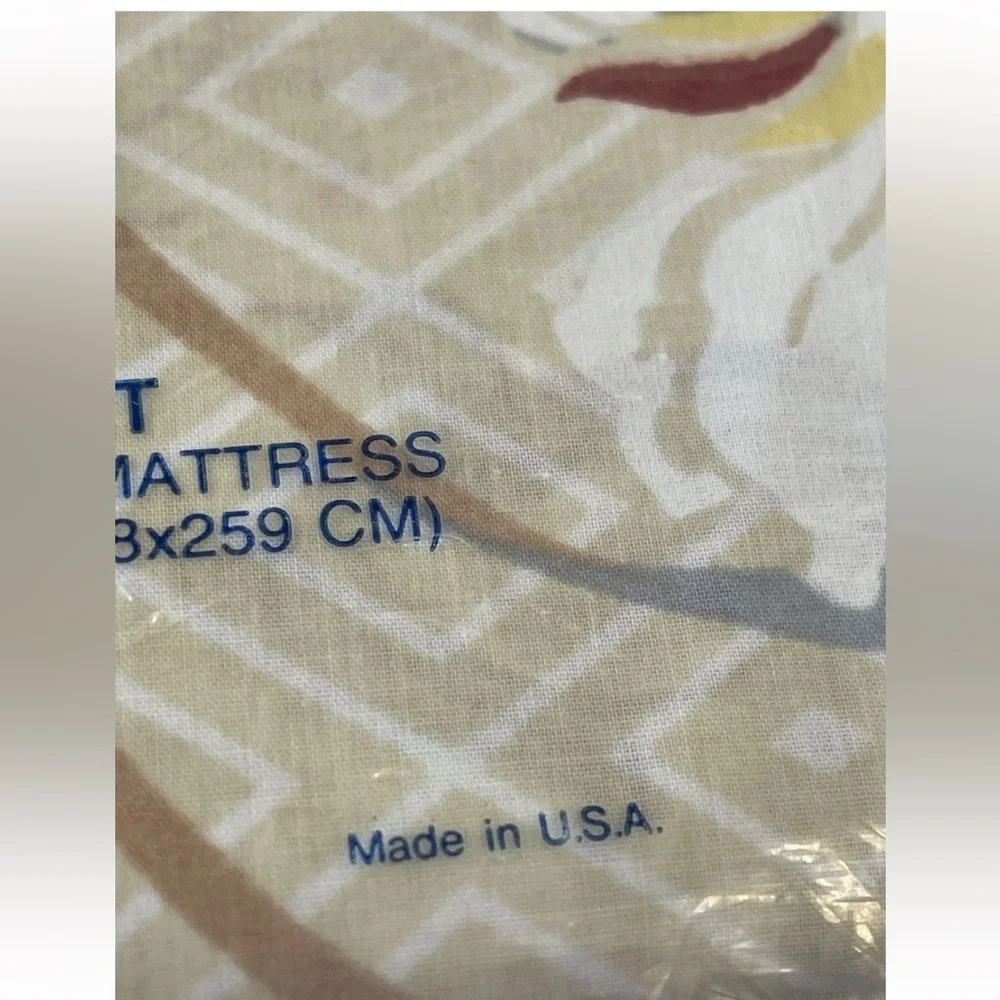 🆕Vintage 1970s Floral Queen Flat Sheet NOS no iron percale 50/50‎ cotton poly
